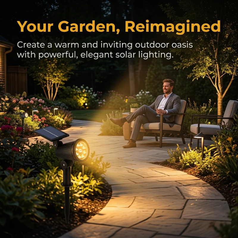 Outdoor Lighting Driveway - 2PCS Solar Powered LED Spotlights Household