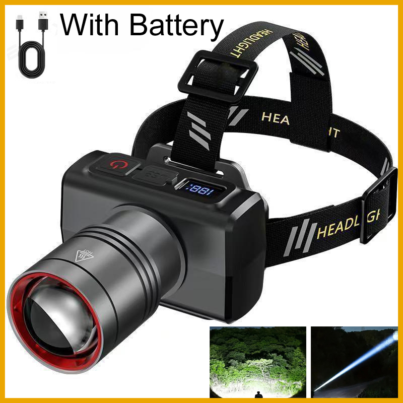 Outdoor Lighting House - 2026 LED digital Rechargeable Headlamp Super