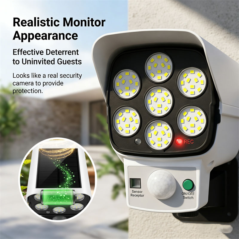 Outdoor Lighting Driveway - Solar Powered Dummy Security Camera with