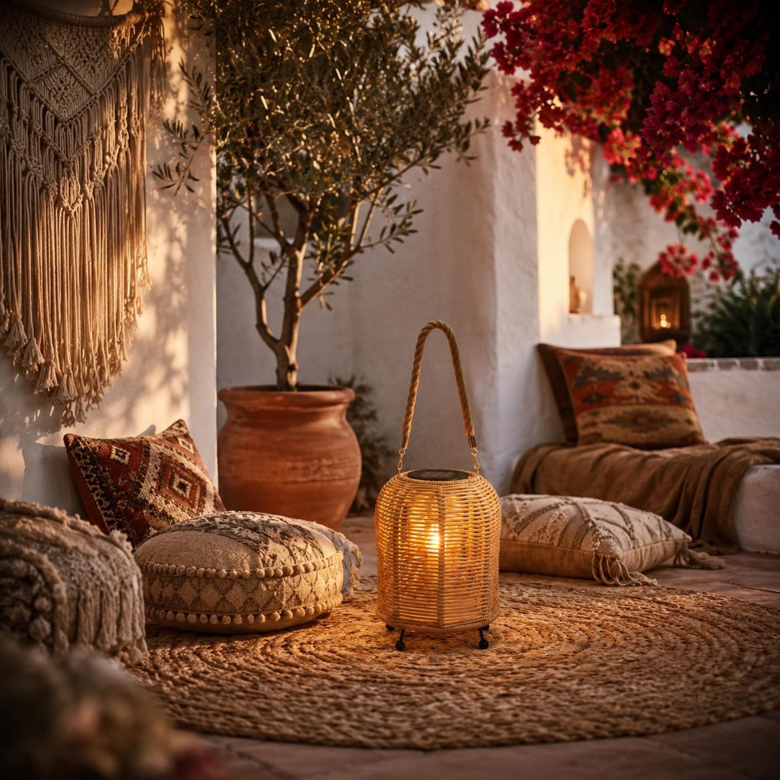Outdoor Lighting Battery - Handwoven Solar Lantern Warm LED Handwoven