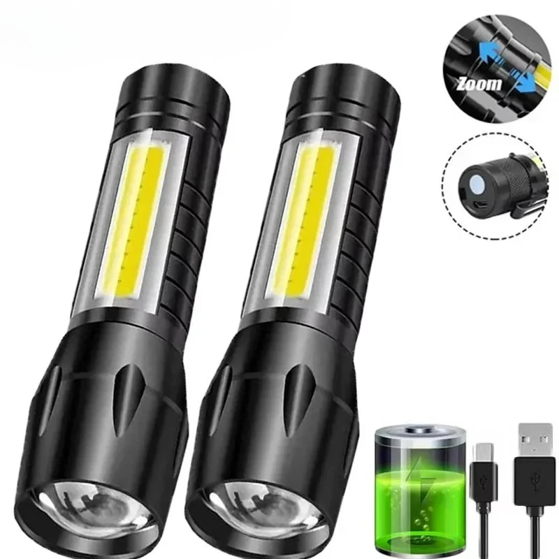 Outdoor Lighting Ideas - Portable COB+LED Camping Light Flashlight USB