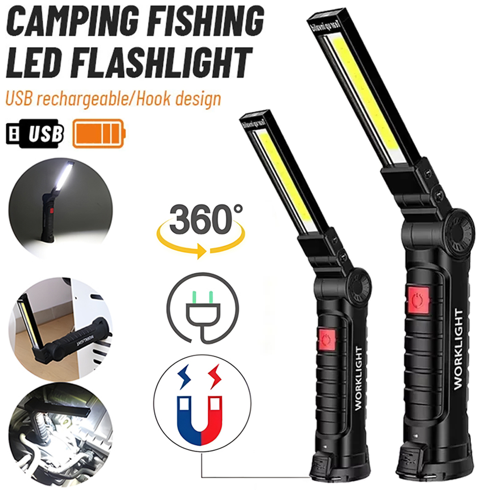 Outdoor Lighting House - LED COB Flashlight USB Rechargeable Torch