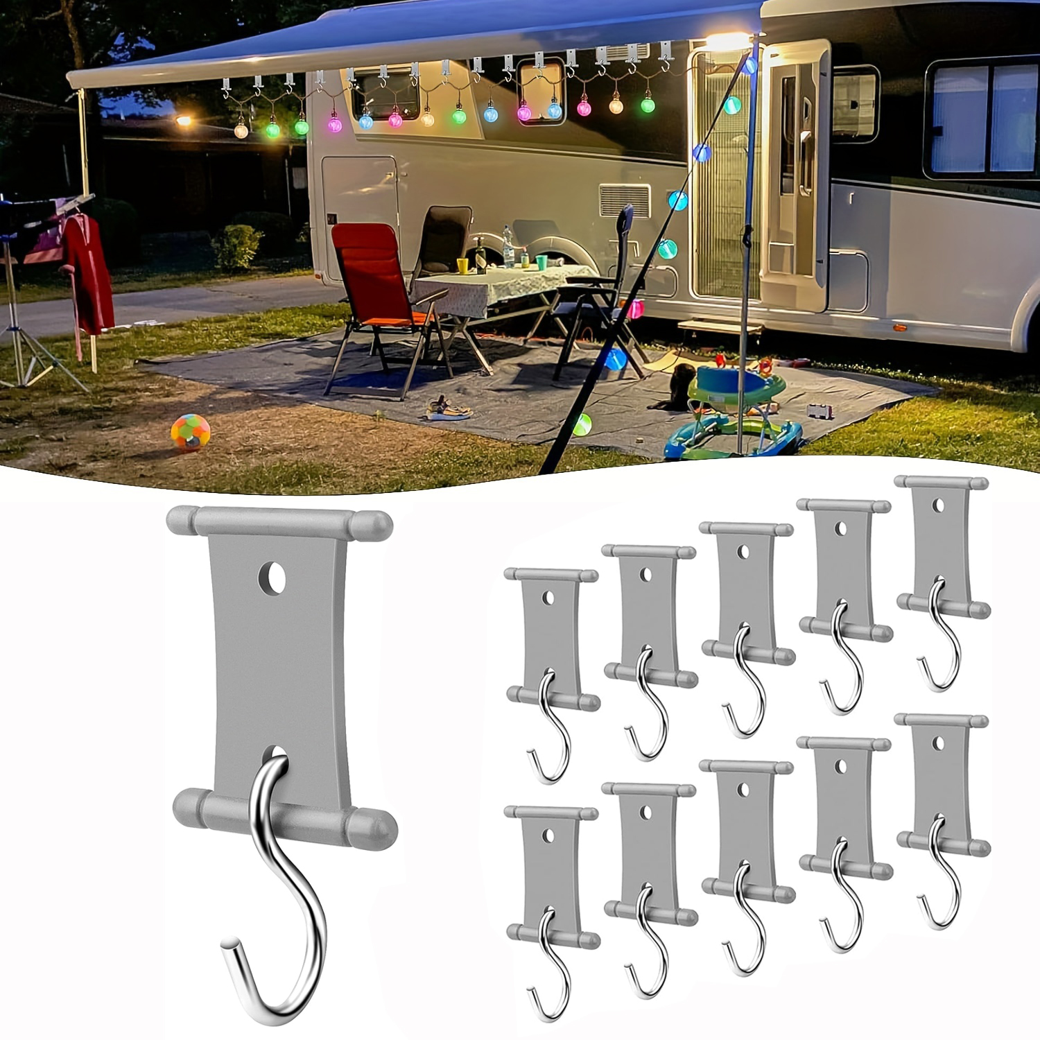 4/8Pcs S-Shaped Camping Awning - Outdoor Lighting Hooks のレビューと価格