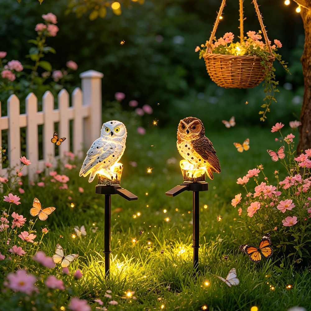 Owl Solar Light, Resin Owl Gro - Outdoor Lighting House のレビューと価格