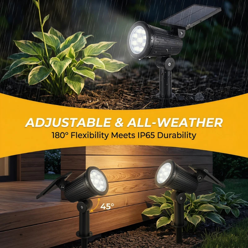 2PCS Solar Powered LED Spotlig - Outdoor Lighting Driveway のレビューと価格