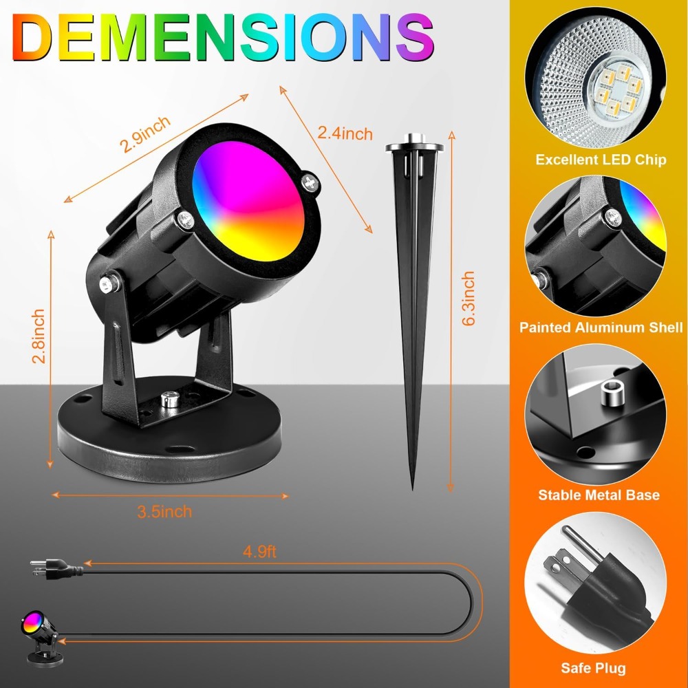 RGBW 8W LED Spotlight with Rem - Outdoor Lighting For Garden のレビューと価格