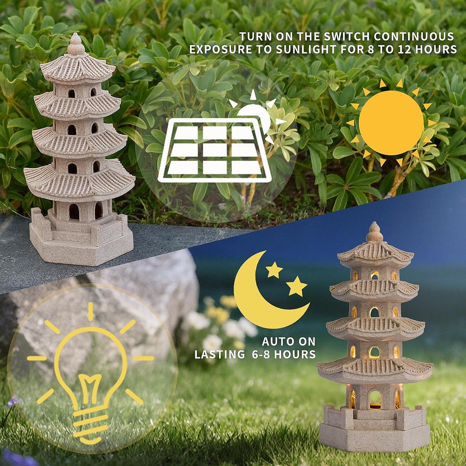 Solar Pagoda Lantern Garden St - Outdoor Lighting Driveway のレビューと価格