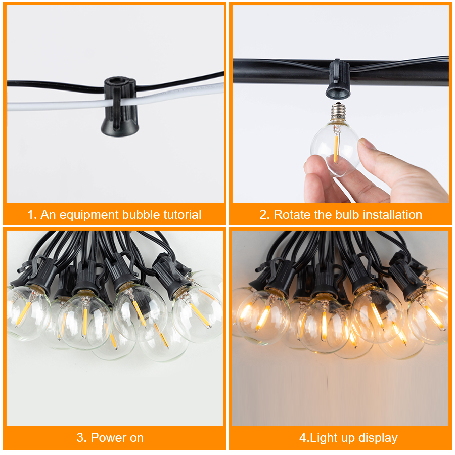 G40 LED Outdoor String Ball Li - Outdoor Lighting Driveway のレビューと価格