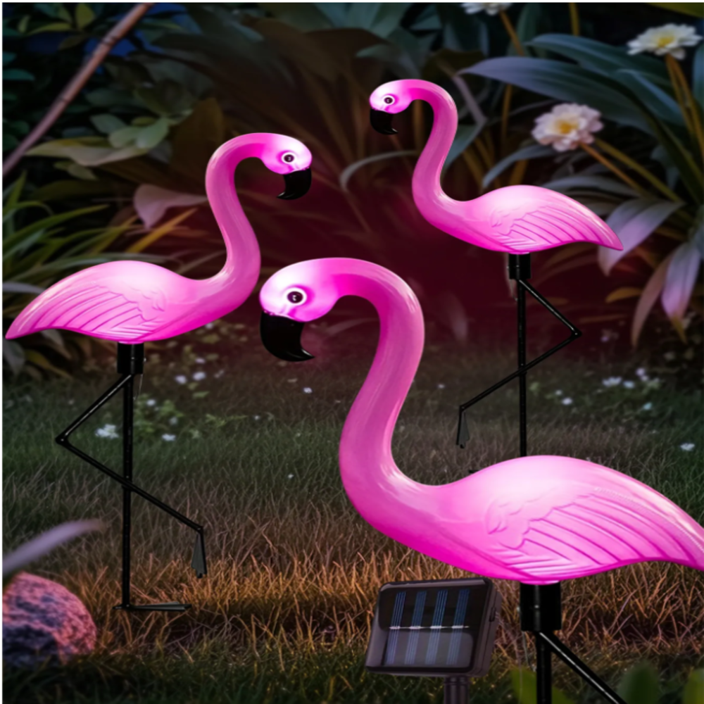 3Pcs Solar Powered Flamingo Gr - Outdoor Lighting Driveway のレビューと価格