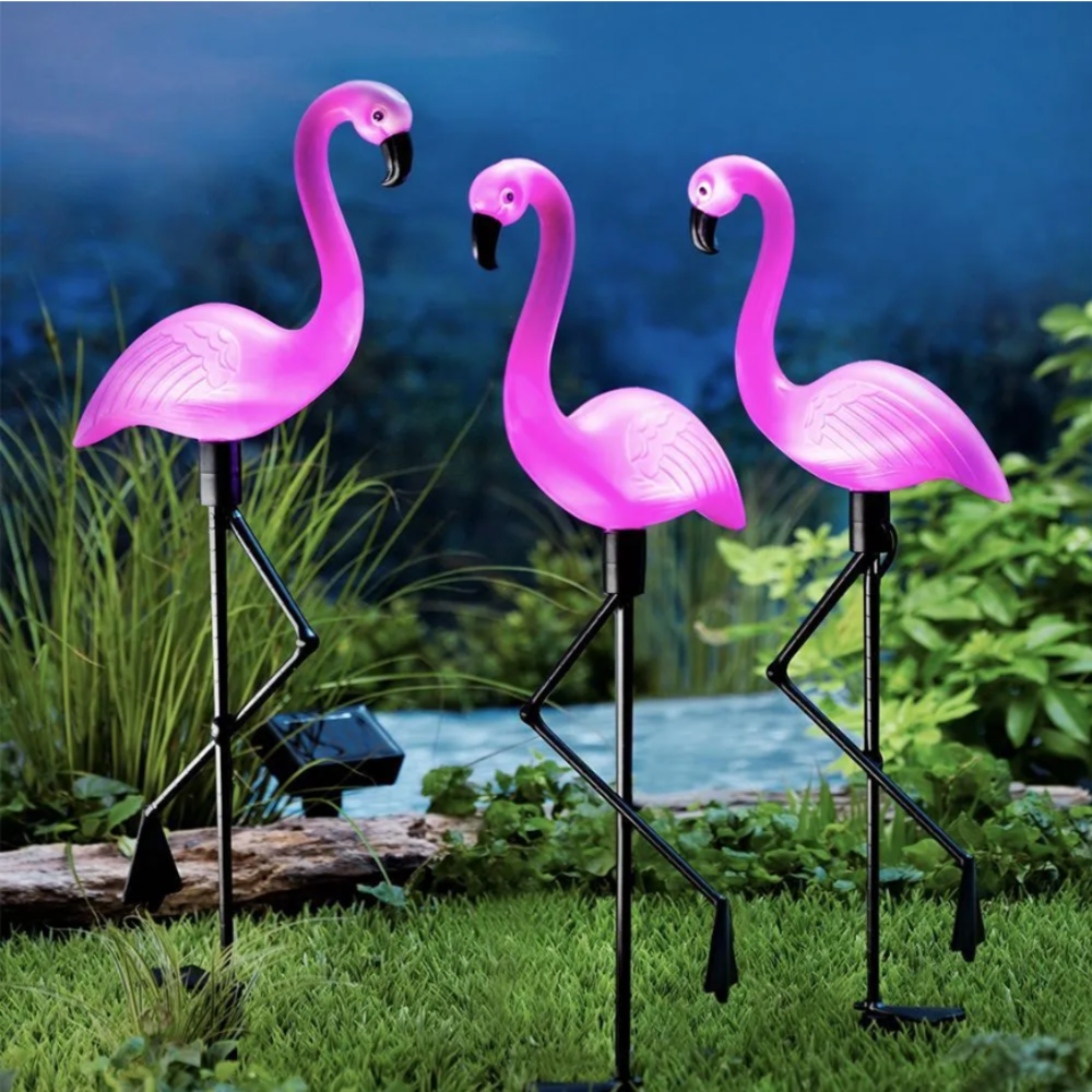 3Pcs Solar Powered Flamingo Gr - Outdoor Lighting Driveway のレビューと価格