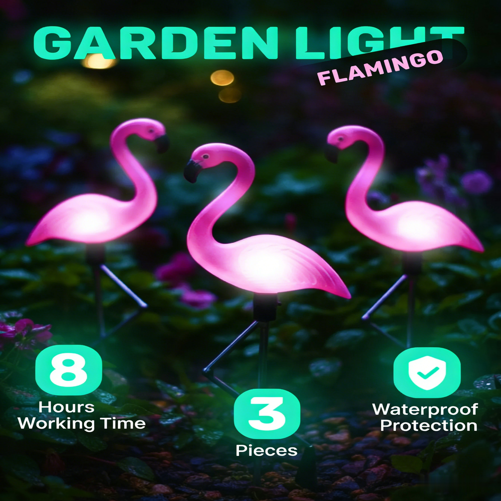 3Pcs Solar Powered Flamingo Gr - Outdoor Lighting Driveway のレビューと価格