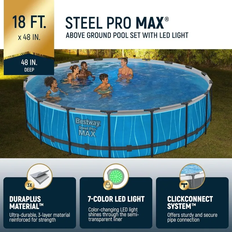 Bestway Steel Pro MAX 18' x 48 - Outdoor Lighting Around Pool のレビューと価格