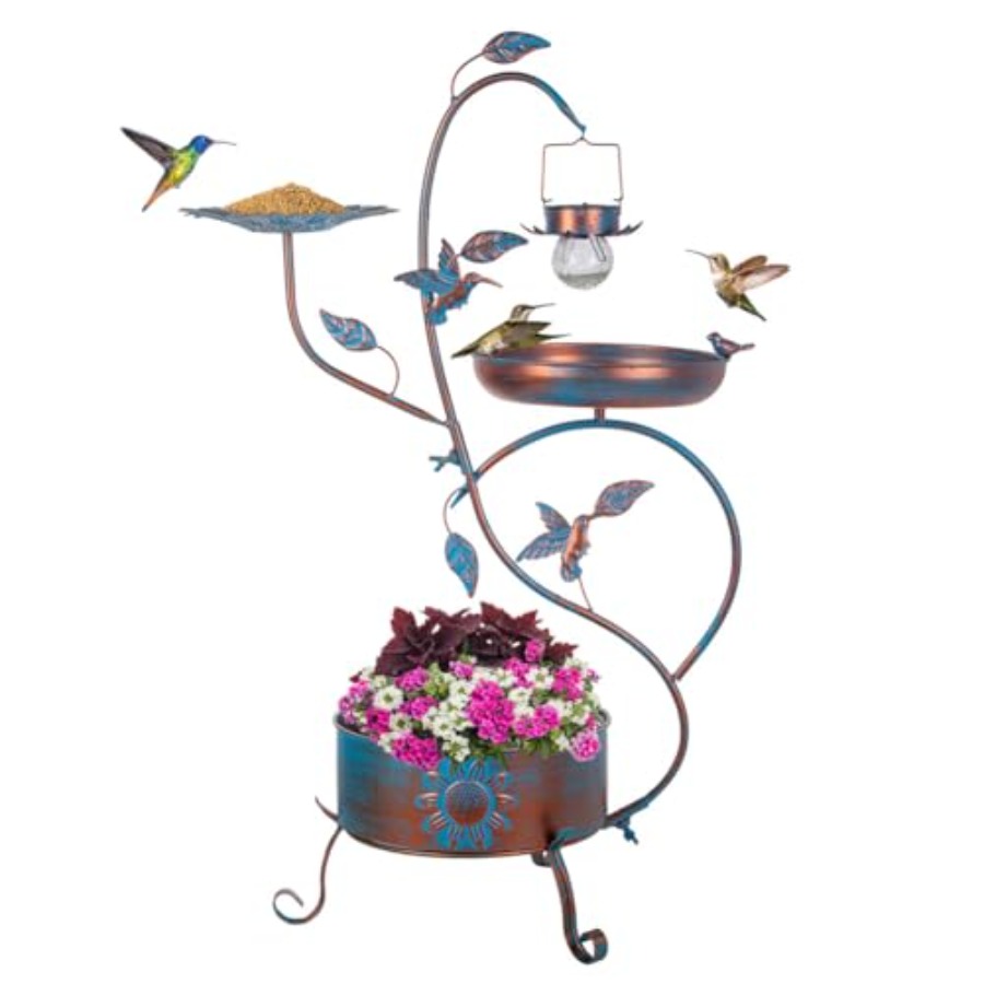 Outdoor metal bird bath with p - Outdoor Lighting For Garden のレビューと価格