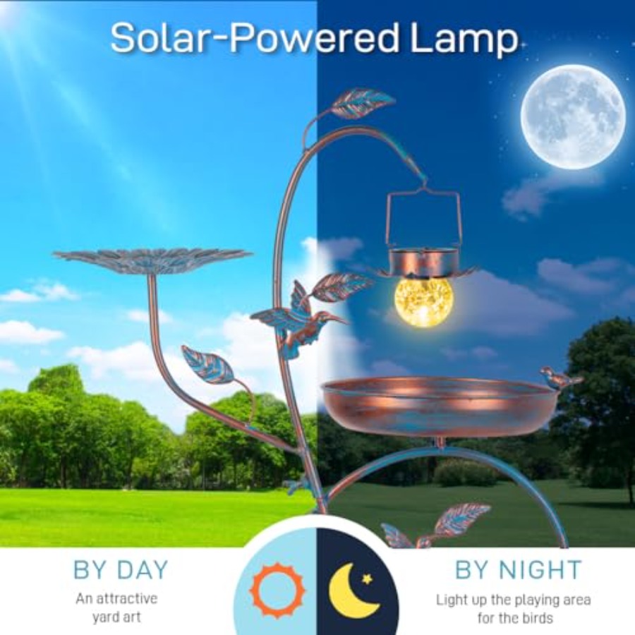 Outdoor metal bird bath with p - Outdoor Lighting For Garden のレビューと価格