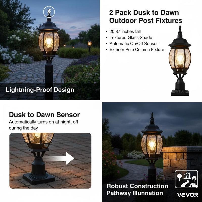 2-Pack Exterior Pillar Lantern - Outdoor Lighting Driveway のレビューと価格
