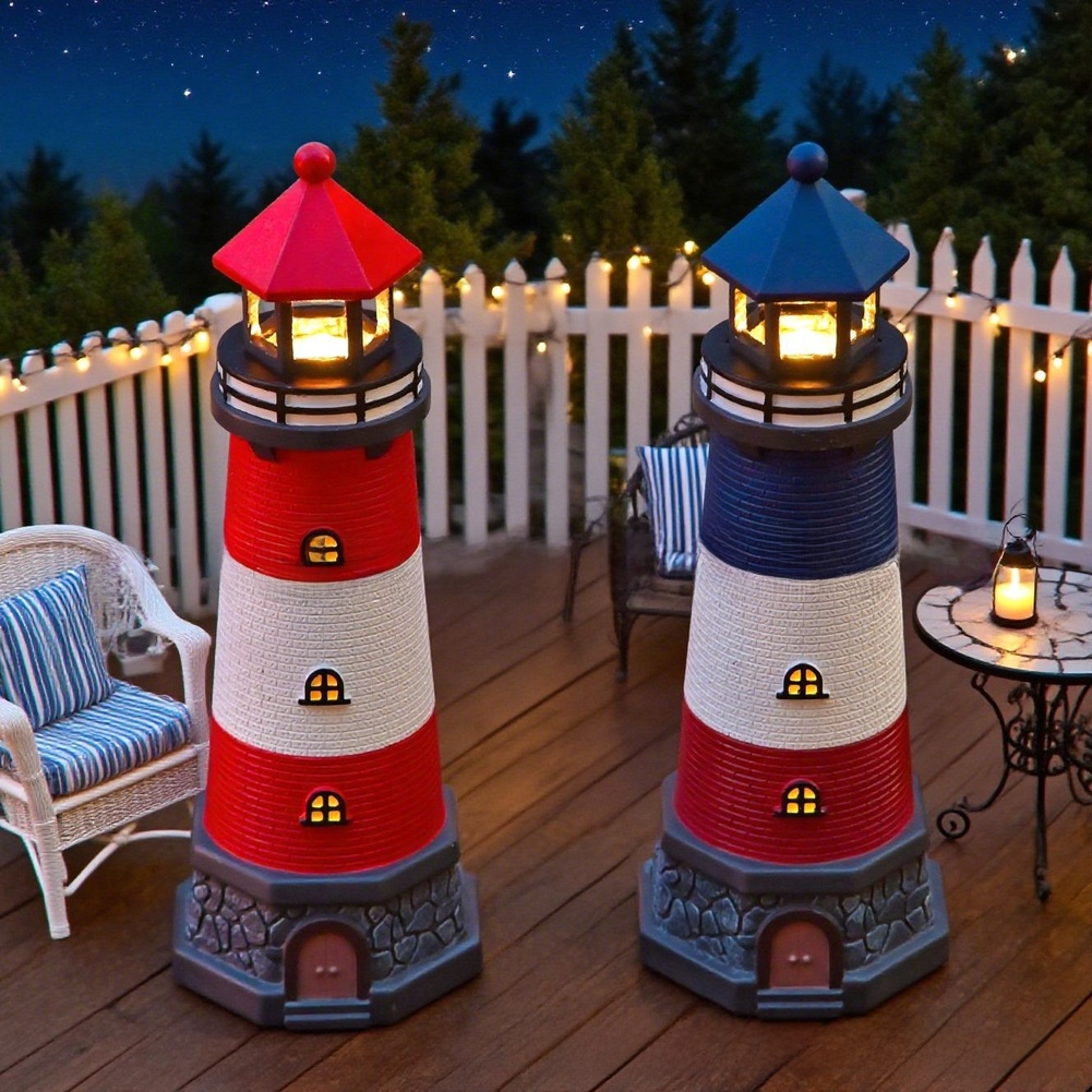 Blue Red Solar Powered Resin L - Outdoor Lighting Mediterranean Style のレビューと価格