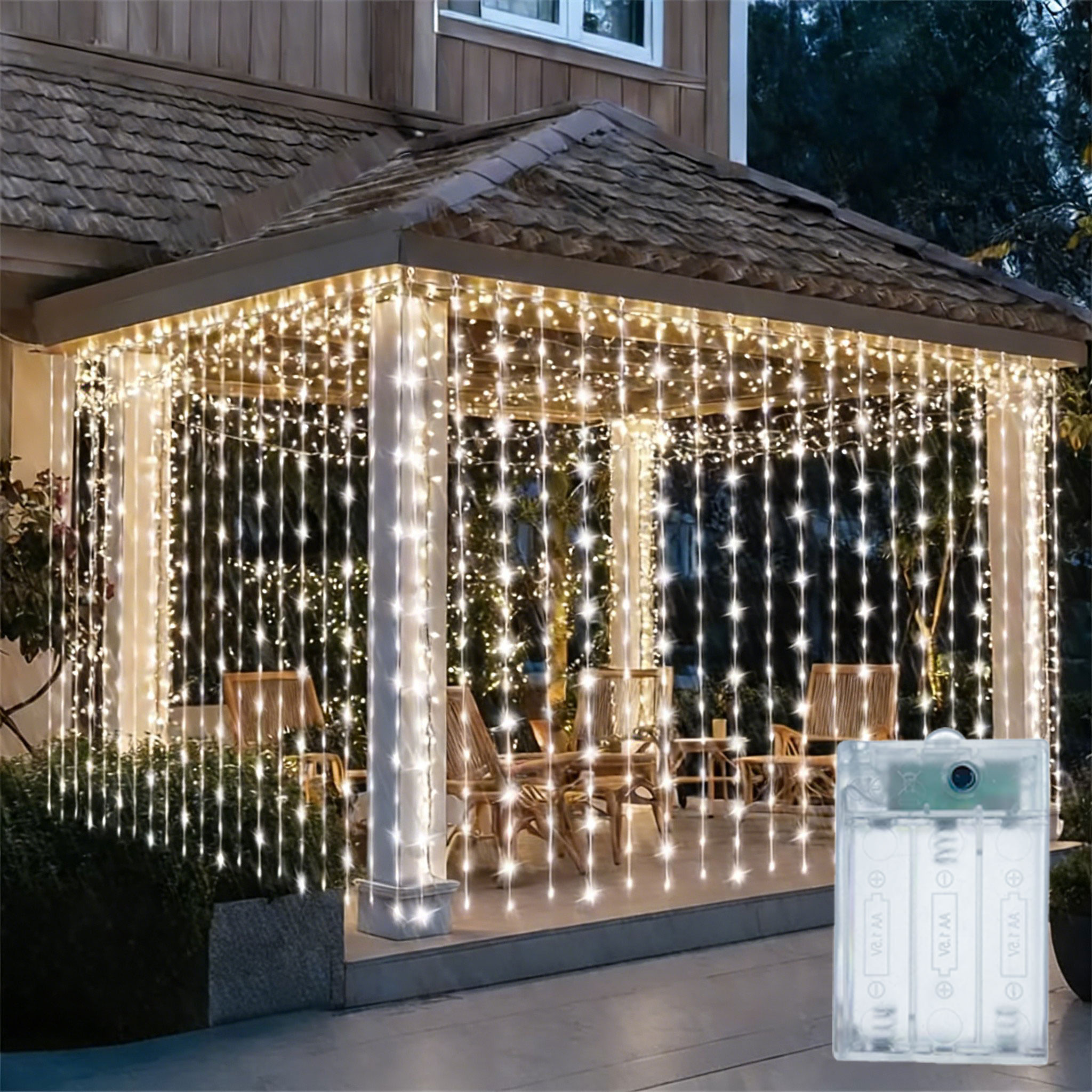 Festoon LED Curtain Light Stri - Outdoor Lighting On House のレビューと価格