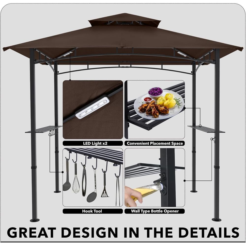 8ft x 5ft Outdoor BBQ Gazebo w - Outdoor Lighting Gazebo のレビューと価格
