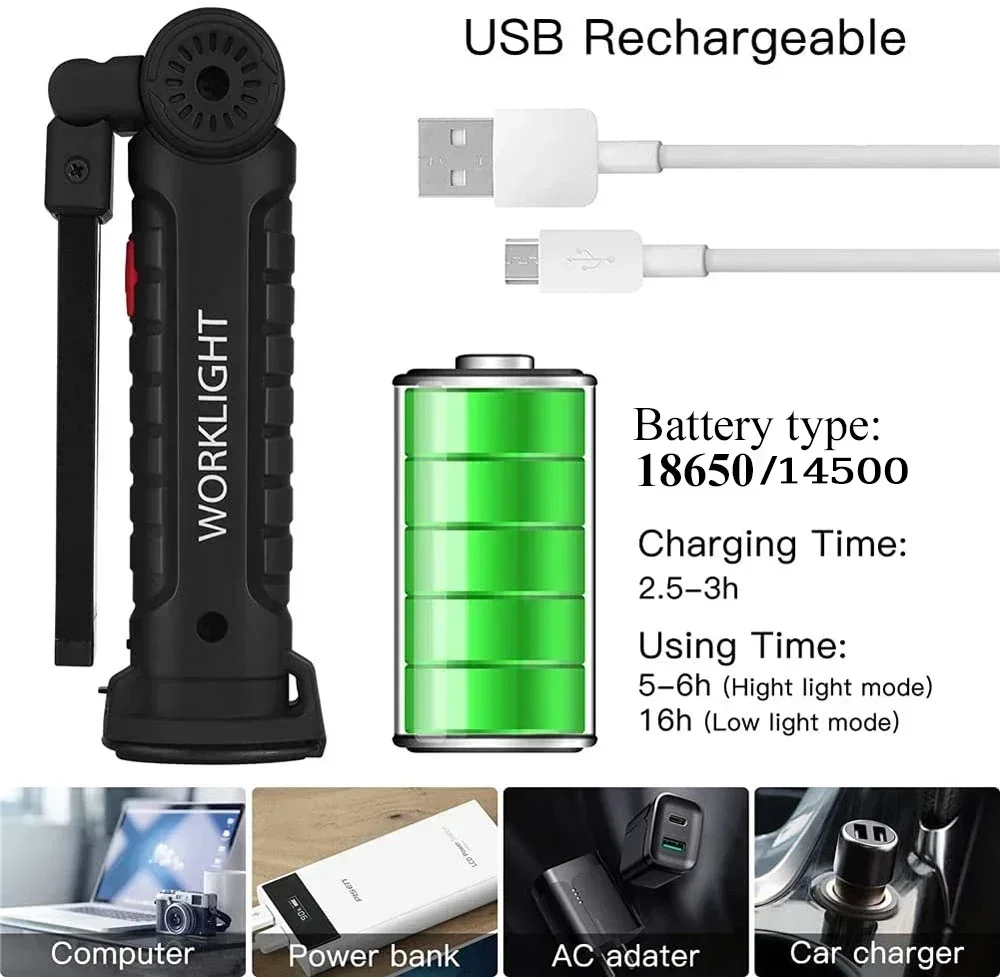LED COB Flashlight USB Recharg - Outdoor Lighting House のレビューと価格
