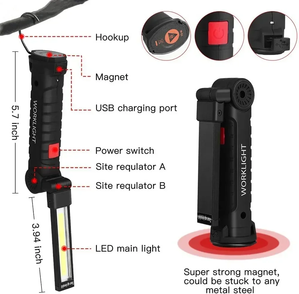 LED COB Flashlight USB Recharg - Outdoor Lighting House のレビューと価格