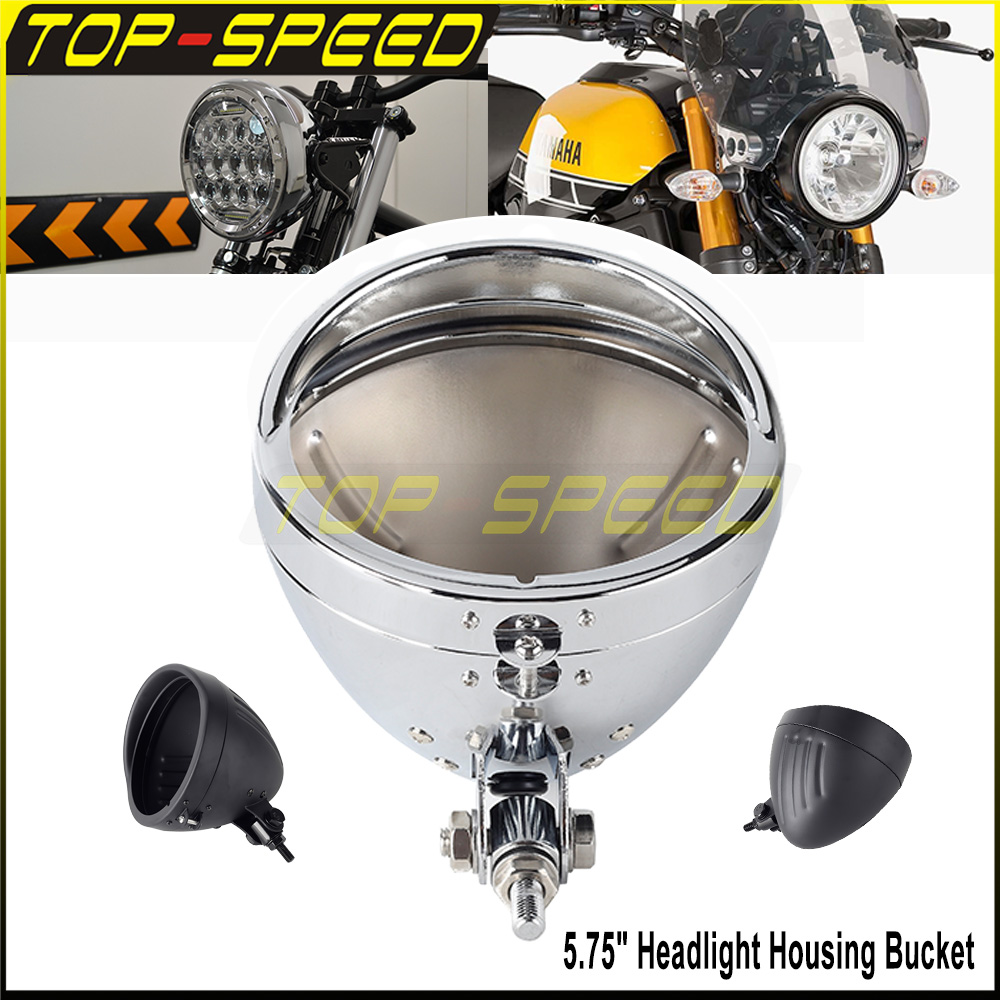 Black/Chrome Motorcycle Headla - Outdoor Lighting Unit のレビューと価格