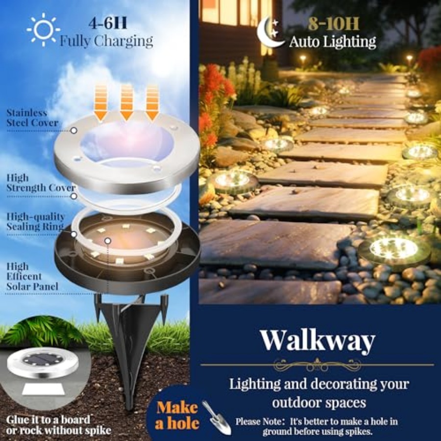 Solar Ground Lights Solar Ligh - Outdoor Lighting Driveway のレビューと価格