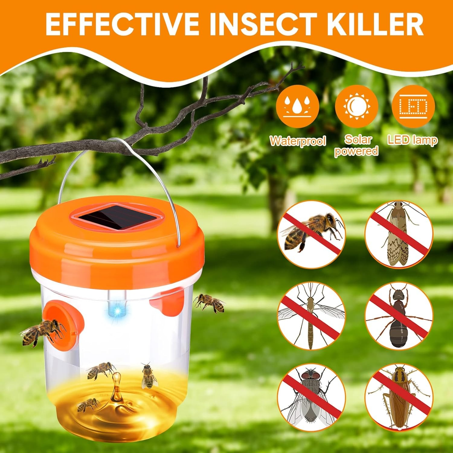 1-6PCS Solar Wasp Trap Waterpr - Outdoor Lighting On House のレビューと価格